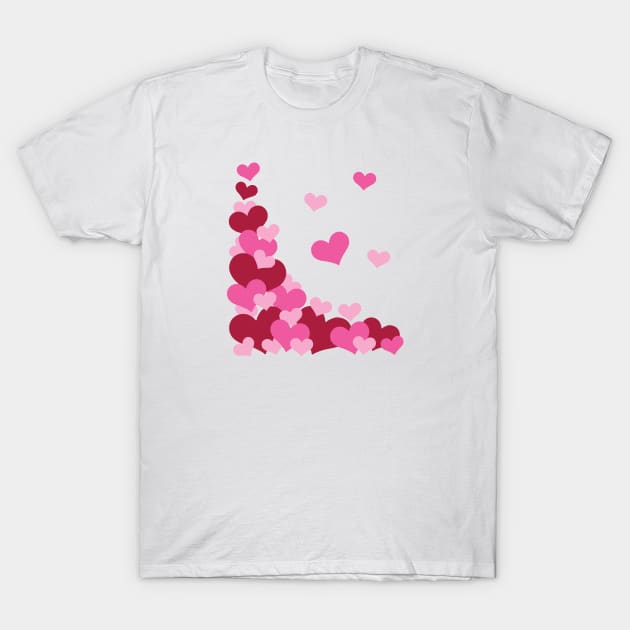 Hearts | Love | Pink | White T-Shirt by Wintre2